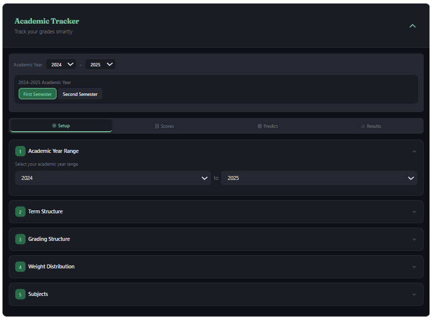 Academic tracker screenshot